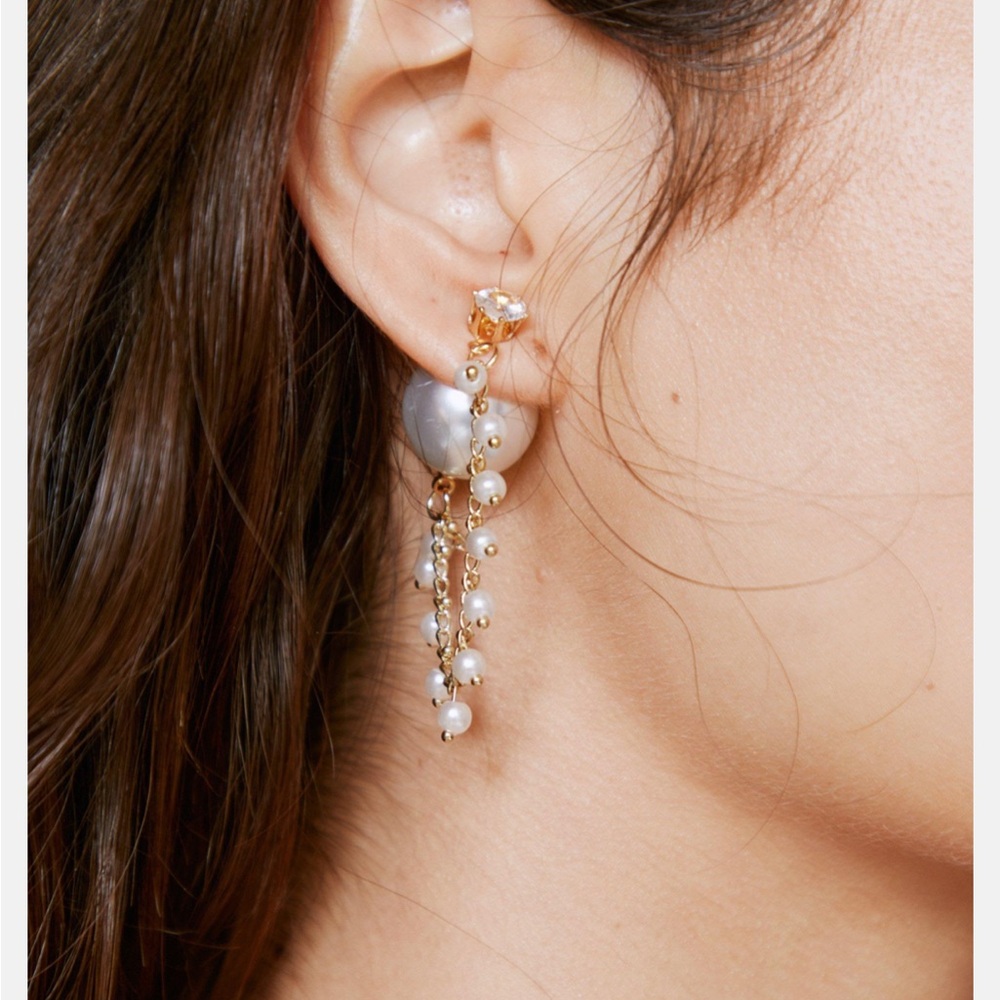 NASTY GAL Pearl Embellished Drop Earrings NEW